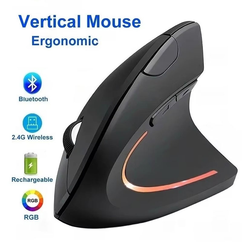 Gaming Accessories Kit - Ergonomically Compliant Vertical Mouse 2.4GHz Bluetooth