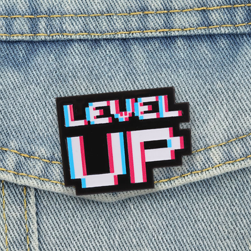 Gaming Accessories Retro - Level Up Glitch Pixel Badge Retro