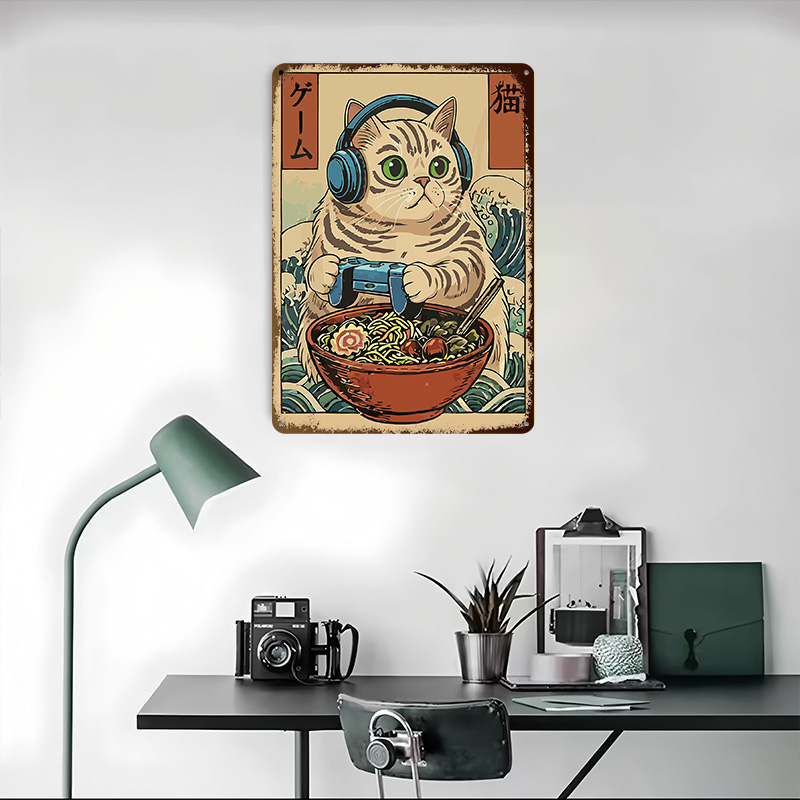 Gaming Cat Ramen Tin Plaque Po - Gaming Accessories Europe 评论和价格