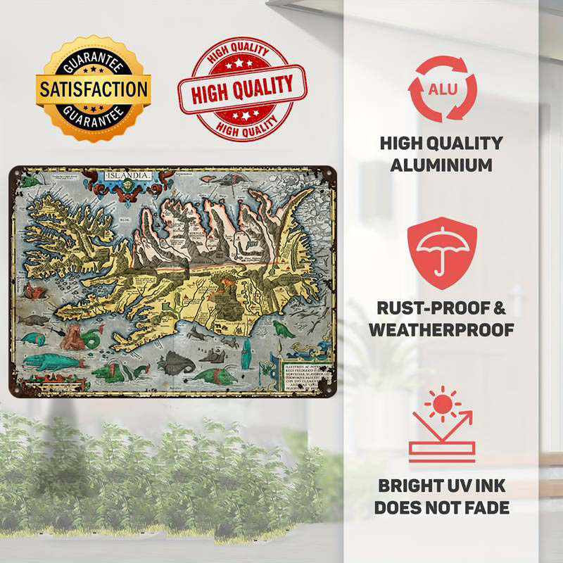 Map of Iceland Metal Poster Cu - Gaming Accessories Europe 评论和价格