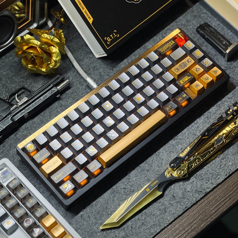 Golden Rose Theme Keycaps Set  - Gaming Set Accessories 评论和价格