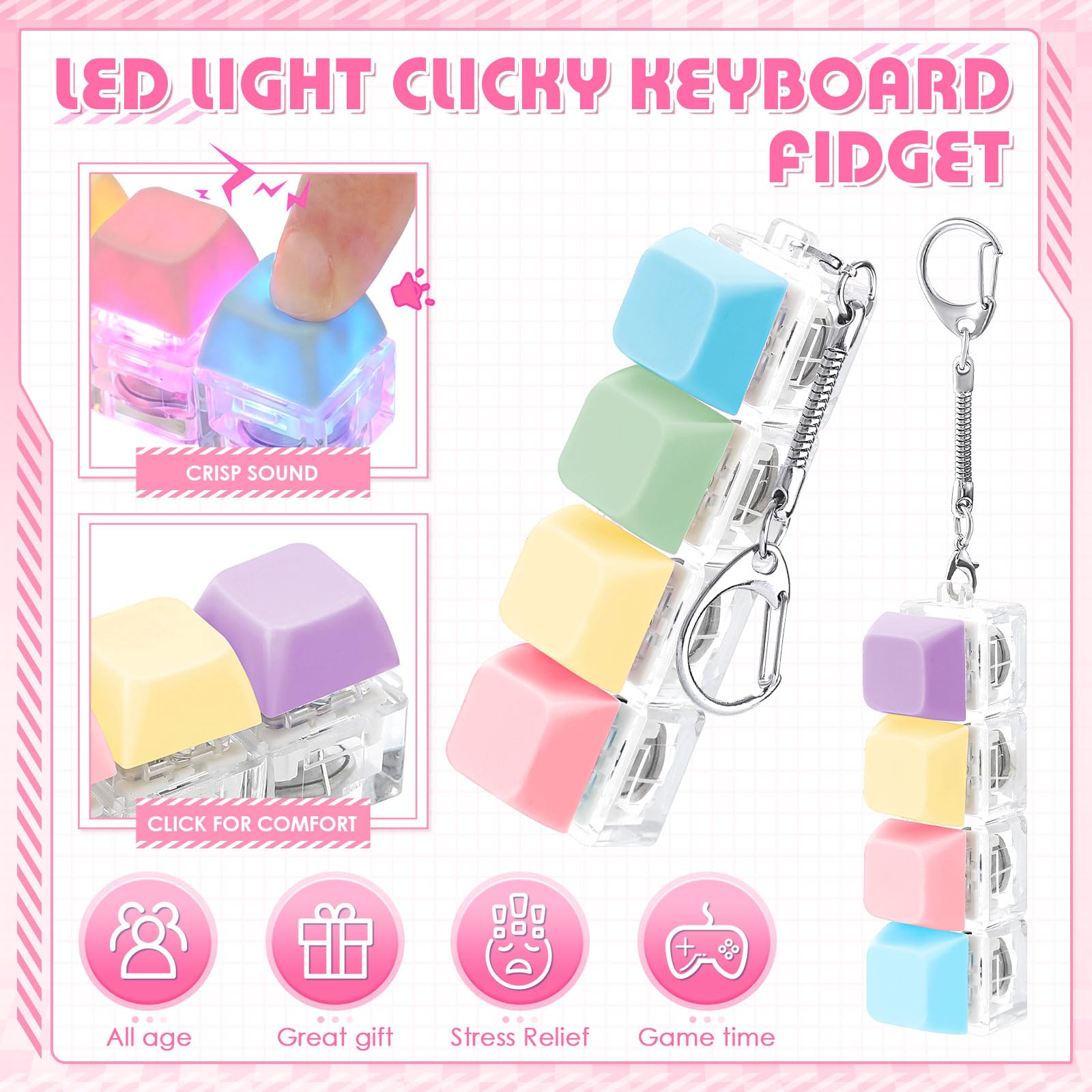 LED Light Up Fidget Keychain,  - Keyboard Switch Tester 评论和价格